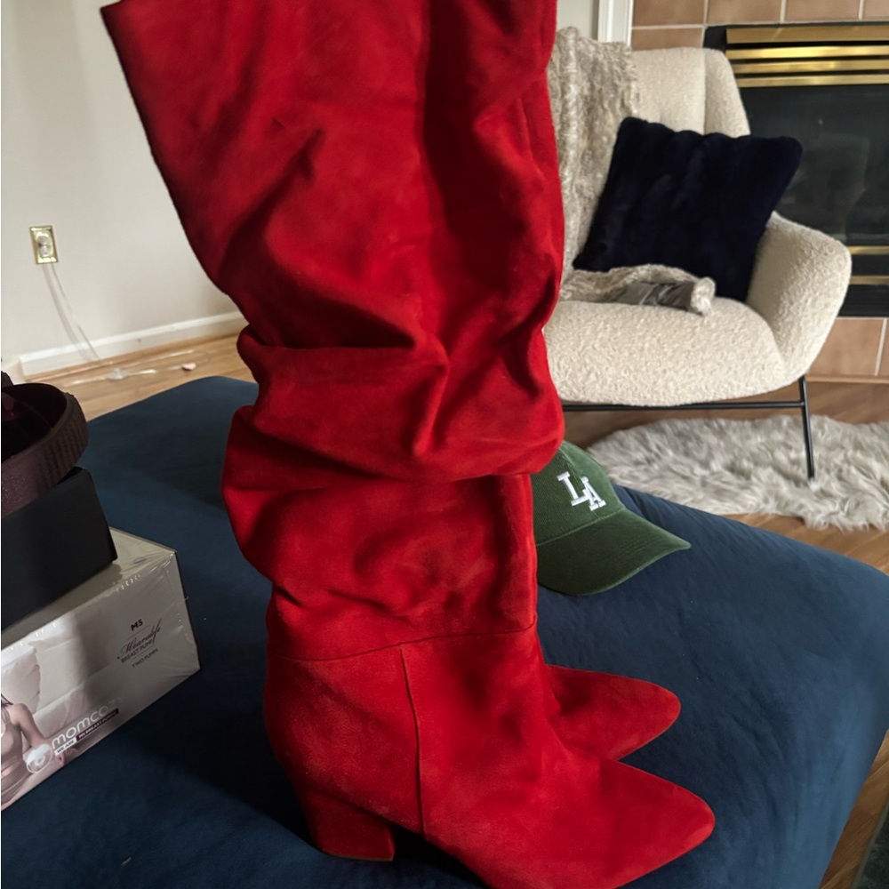 Nine West Vibrant Red Heeled Boots